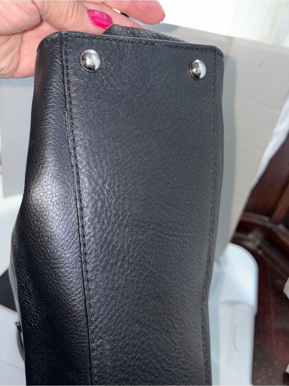 Michael Kors Black Leather Satchel with silver Tone Hardware - Picture 10 of 13